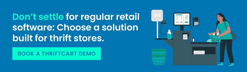 Click to request a demo of the best POS system for thrift stores, ThriftCart.