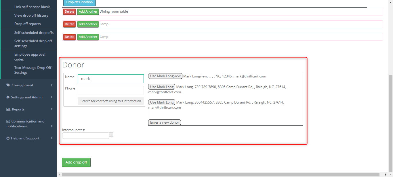 Admin Scheduling of Drop-Off Appointments | ThriftCart