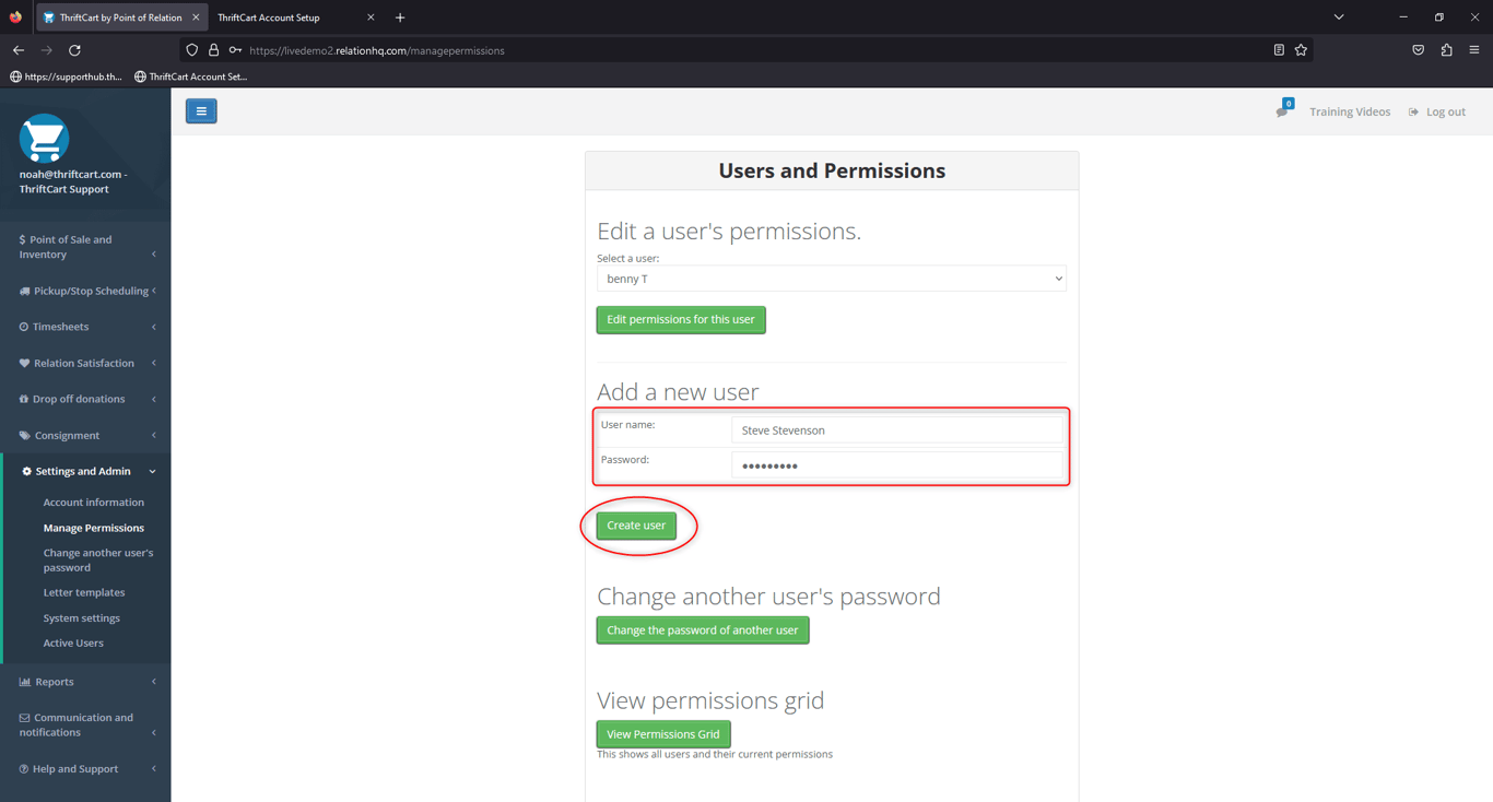 User permission