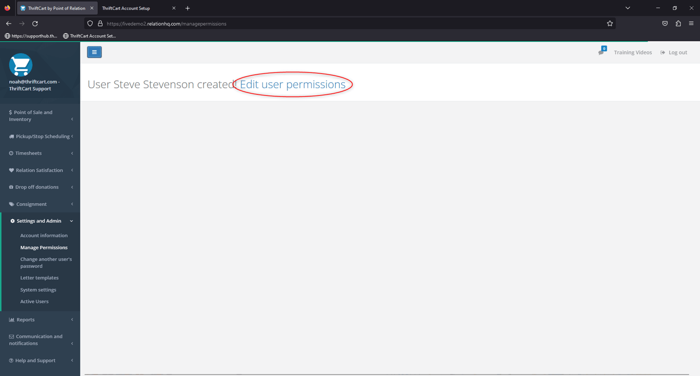 Edit user permission