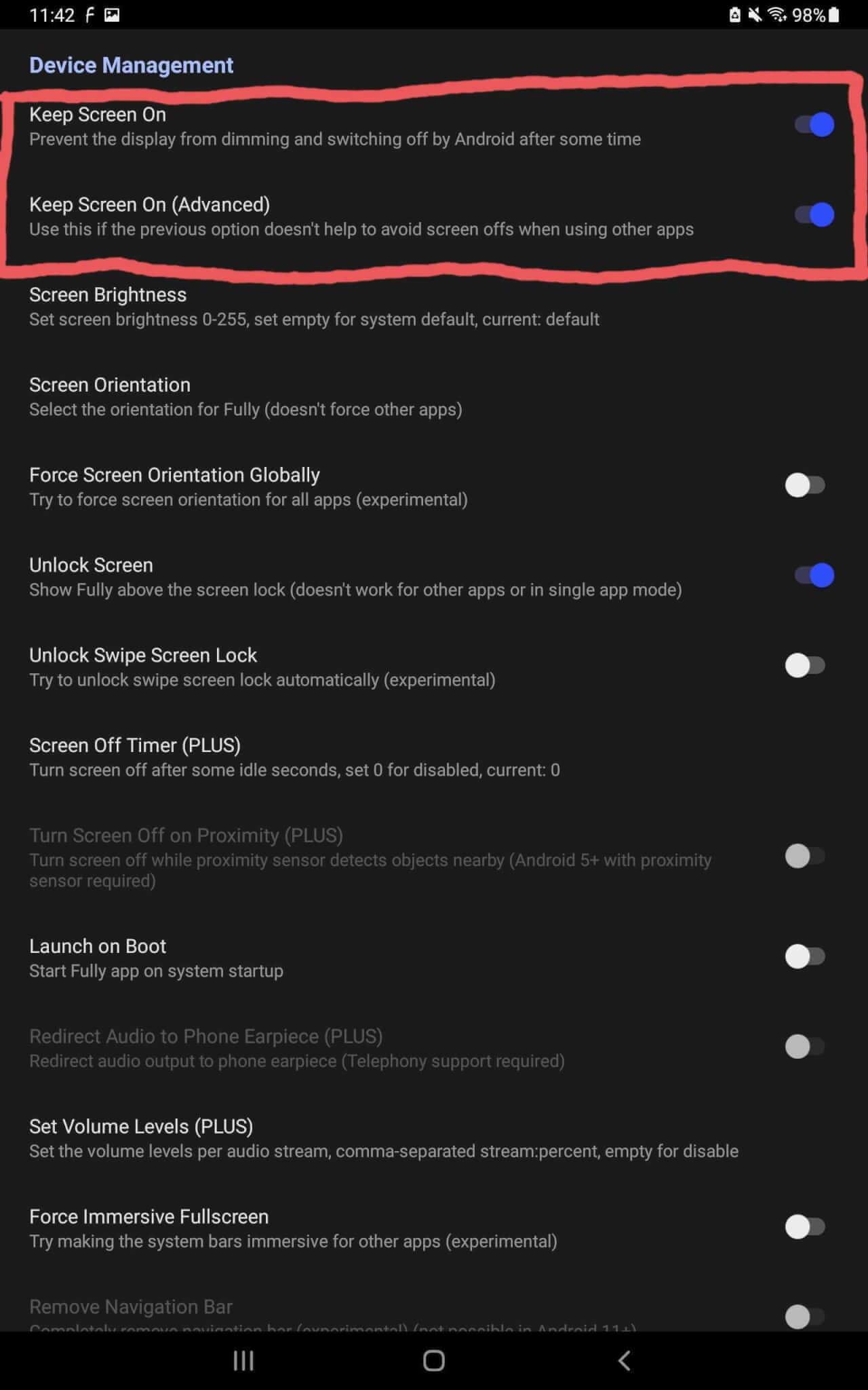 Device Management page