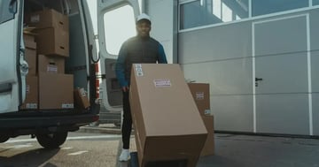 delivery man moving a box