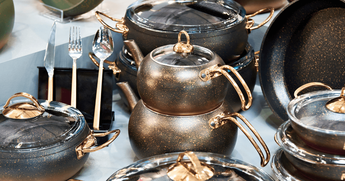 Dishes displayed in thrift store