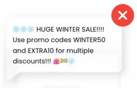 bad sms example from webinar