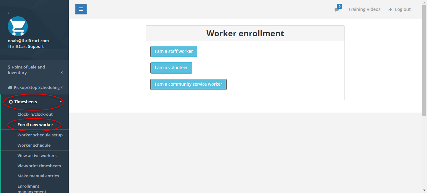 Enroll A New Timesheet Worker in Thriftcart