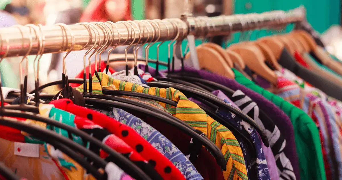 rack of vintage clothing