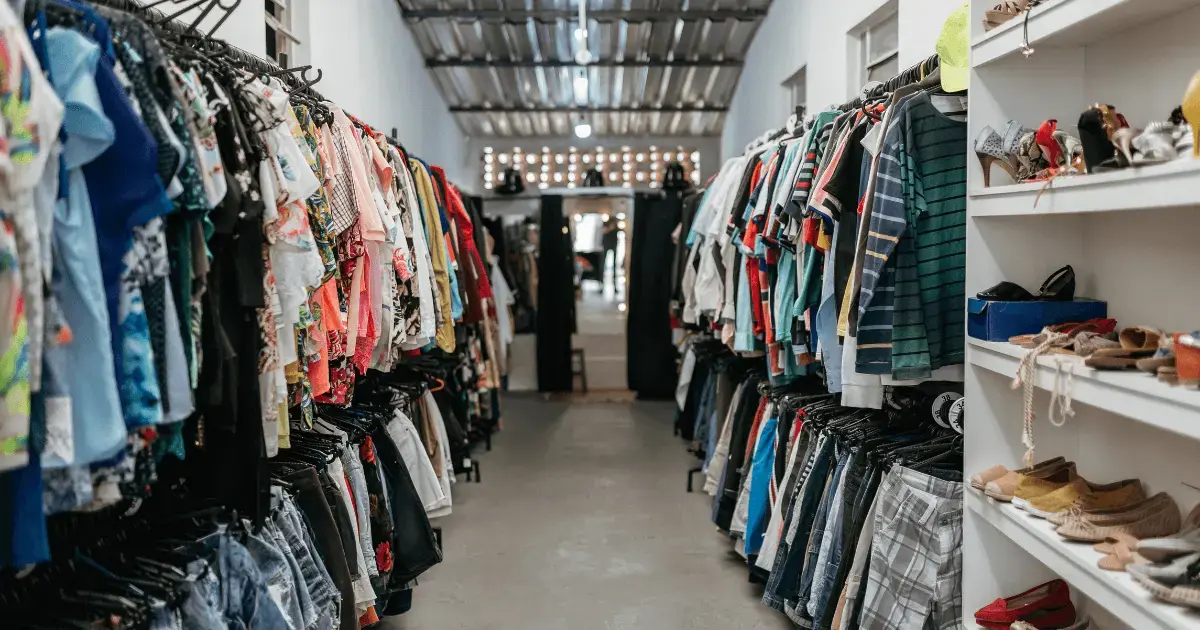 Thrift store racks